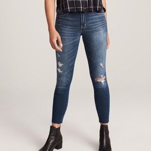 A&F ripped blue jeans, Harper ankle